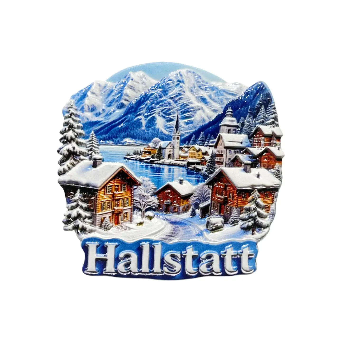 Austrian Salt Capital Hallstatt Creative Snow Mountain Scenery Home Decoration Tourist Souvenir Magnet Fridge Sticker