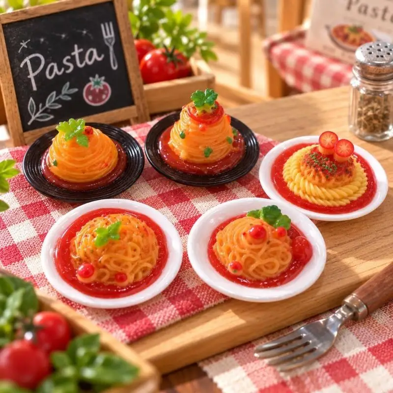 Miniature Spaghetti Props, Round Plate Meal Design for Doll House Dining Rooms, Creative Journals, and Resin Craft