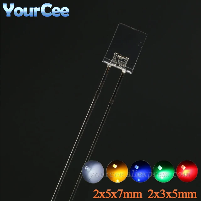 20 sztuk kwadratowa ultra jasna dioda LED 2*3*4mm 2*5*7mm przezroczysta dioda elektroluminescencyjna 2x3x4mm niebieski czerwony szmaragdowo-zielony żółty biały