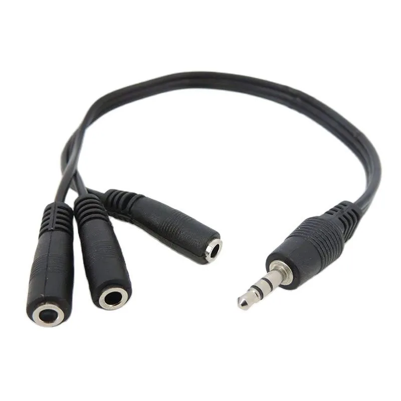 3.5mm audio Cable 3pole Splitter Mic 1 male To 3 Ways stereo female To Female Splitter Core connector wire