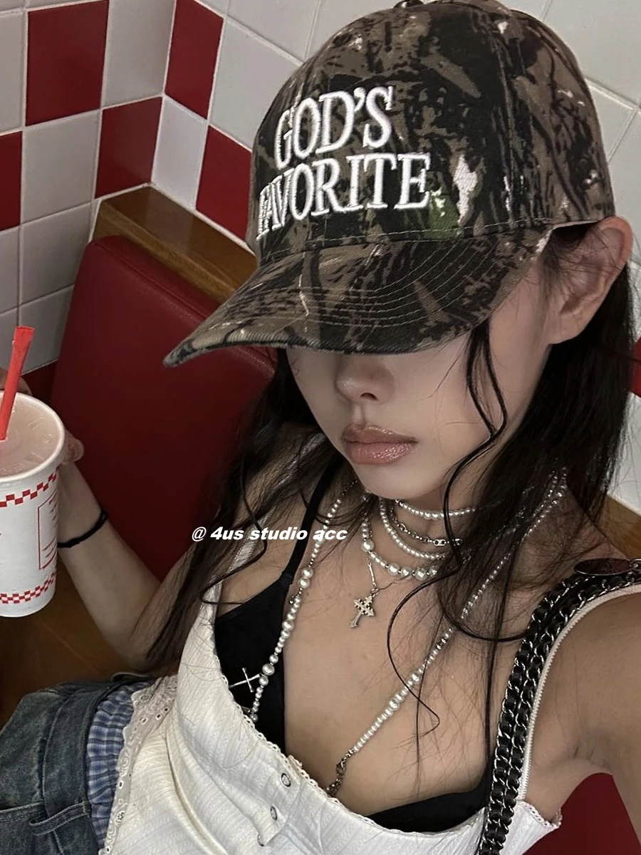 

Street Tide Brand Three-Dimensional Embroidery Camouflage Baseball Cap Female Face Little Wild Peaked Cap