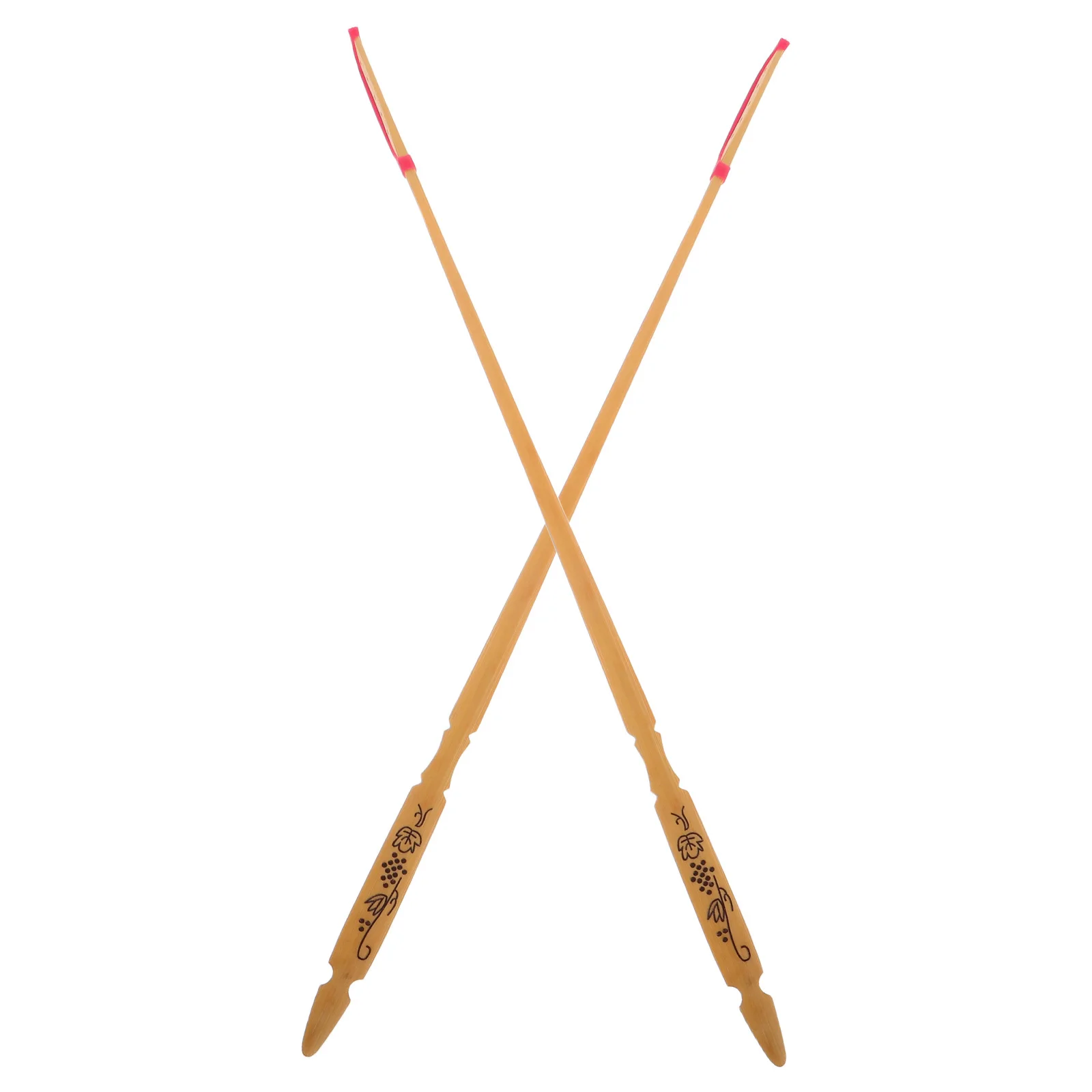 

2Pcs Chinese Yangqin Sticks Professional Accessory Elegant Grape Pattern Durable Bamboo Construction Musical Instrument Parts