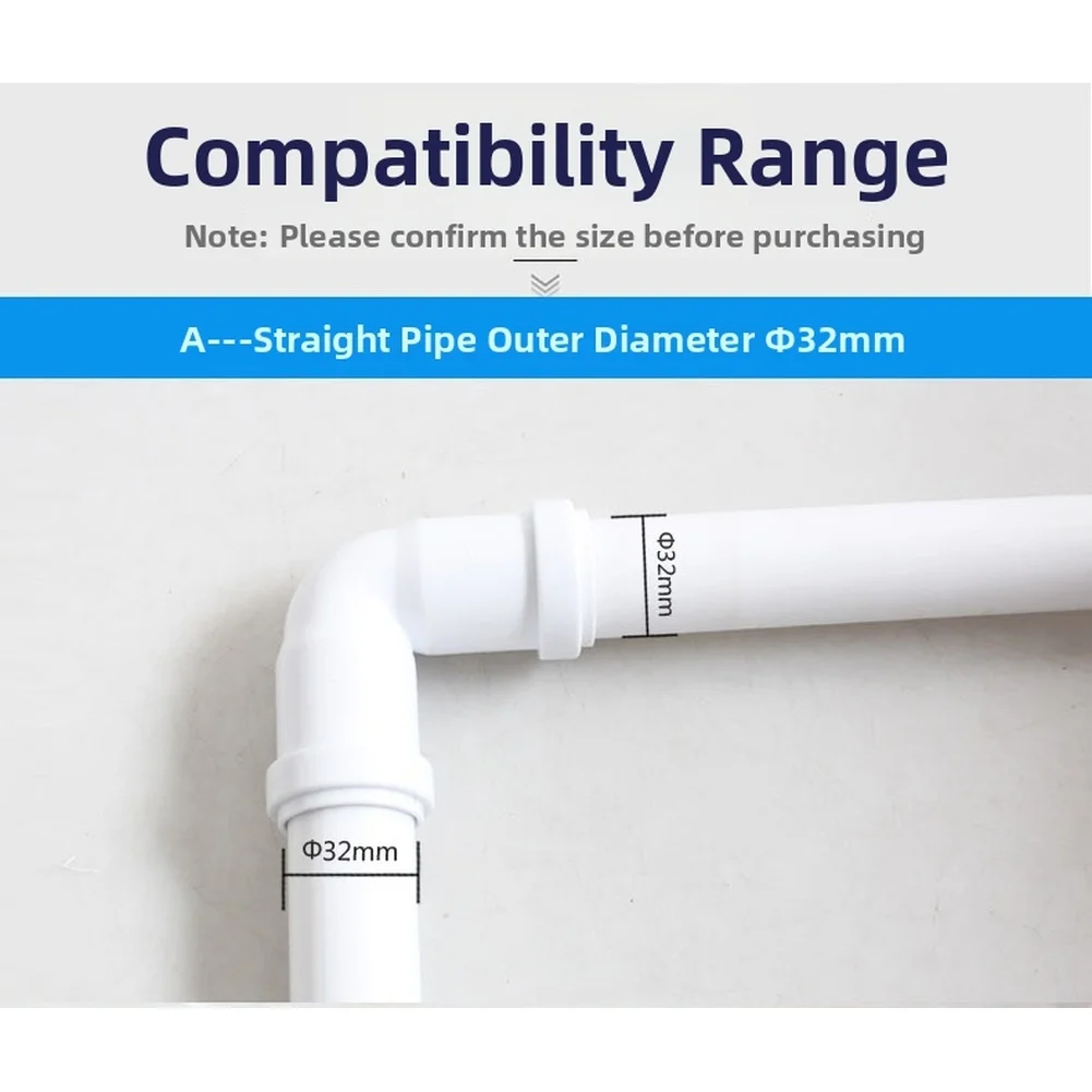 32mm Right Angle Quick Connect Fitting for 90 Degree Bend Pipe Connection No Glue Adapter for Plumbing Systems