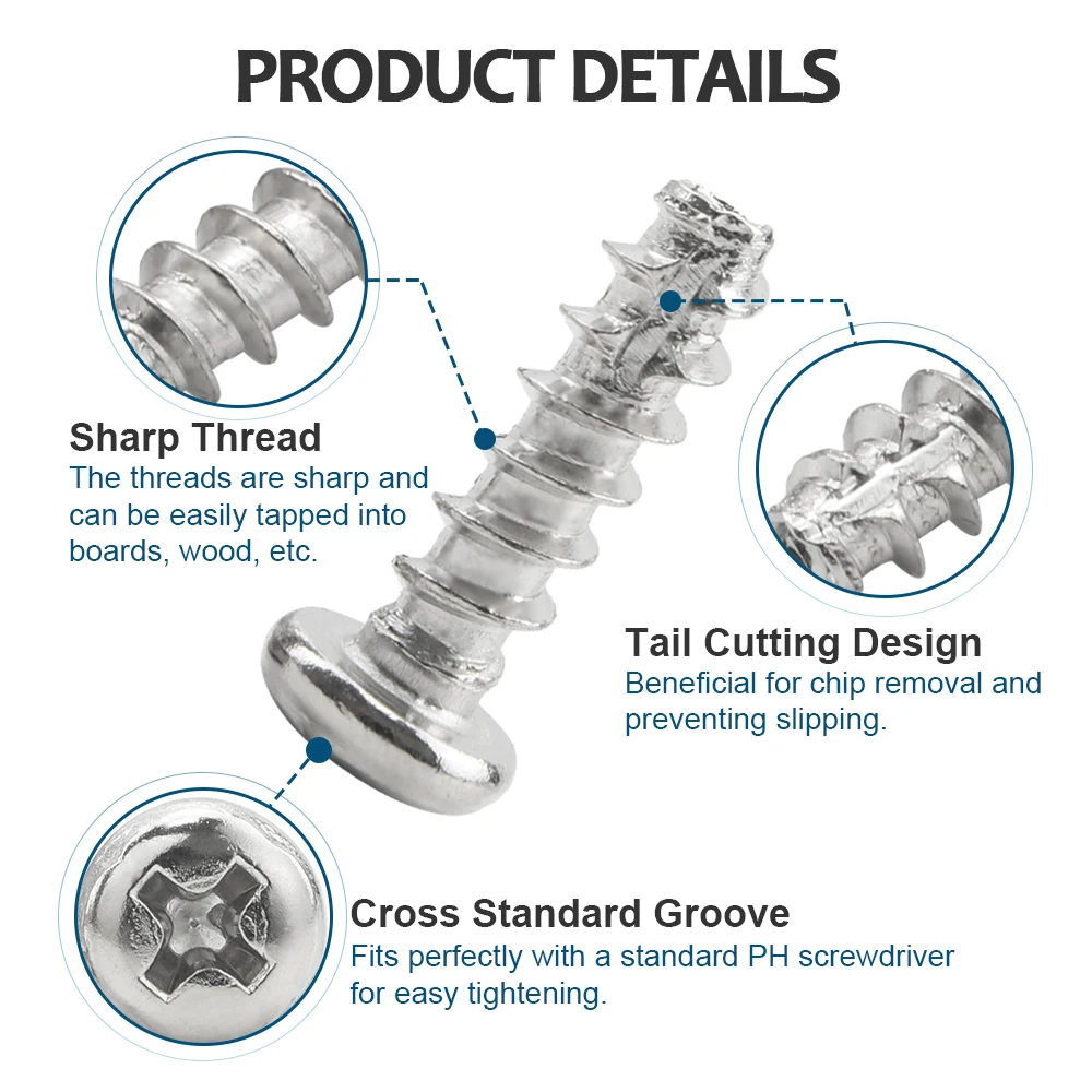 HOWSHENG-tornillo autorroscante de cabeza redonda cruzada, 20-200 piezas, M1.7, M2, M3, M4, M5, de acero inoxidable, Phillips, PT