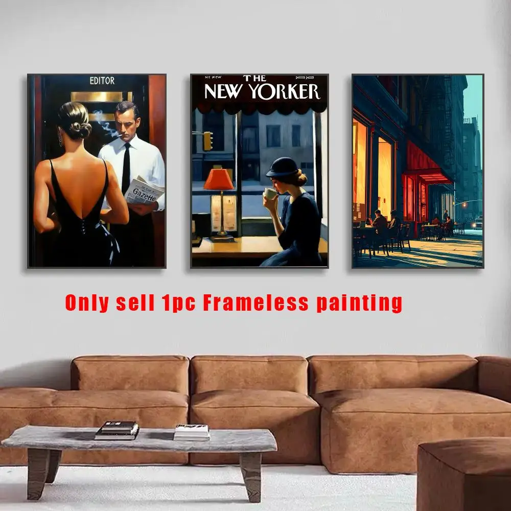 E-Edward Hopper City Poster HD Sticky Waterproof Art , Aesthetic Wall Decoration For Living Room Bedroom Bar Home