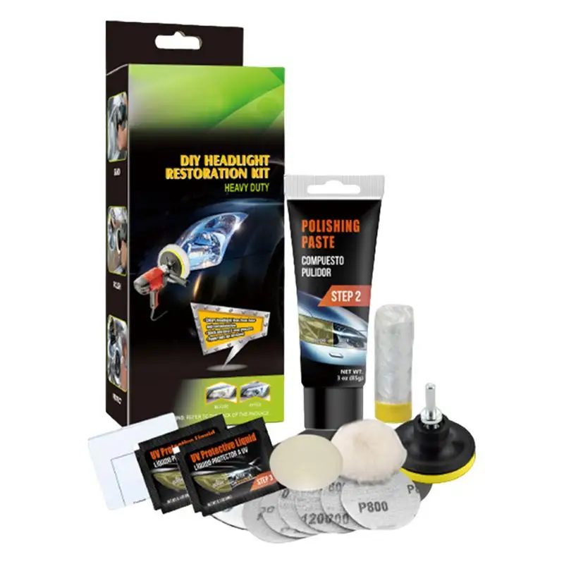 

Car Headlight Repair Kit Heavy Duty Headlight Restoration Kit Car Headlight Glass Scratch Renovation Tool Includes Masking Tape