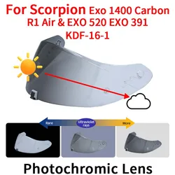 Photochromic Visor For Scorpion Exo 1400 Carbon, R1 Air & EXO 520 EXO 391 KDF-16-1 Lens Plating Uv Protection Lens Faceshield
