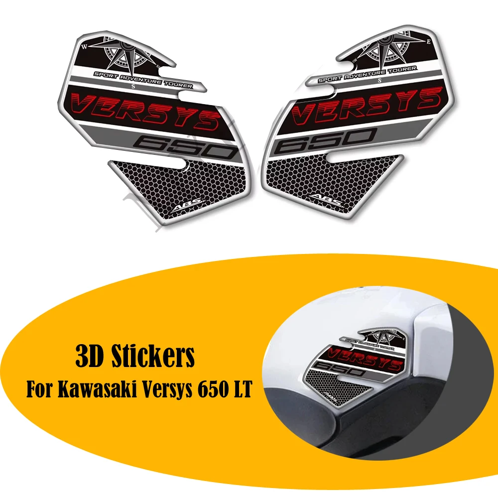 

For Kawasaki Versys 650 LT Trunk Luggage Cases Tank Pad Gas Fuel Oil Kit Knee 3D Stickers Decals Protector Adventure Touring