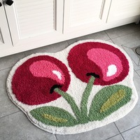 62x50cm Cherry Fruit Pattern Mat Soft Durable Polyester Water Absorbing Strong Non Slip Mats Ideal for Home Kitchen Bathroom