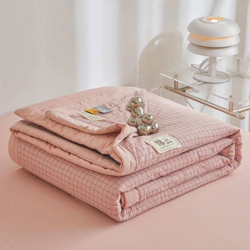Summer Quilt Pure Cotton Air-Conditioned Quilt Double Bed Modern Plaid Comfortable Breathable Lunch Break Quilt