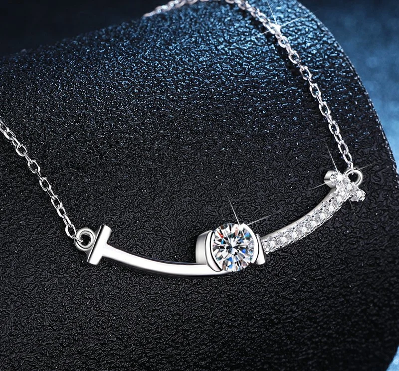 S925 silver mother-of-pearl smiling face light luxury fashionable multi-purpose collar chain