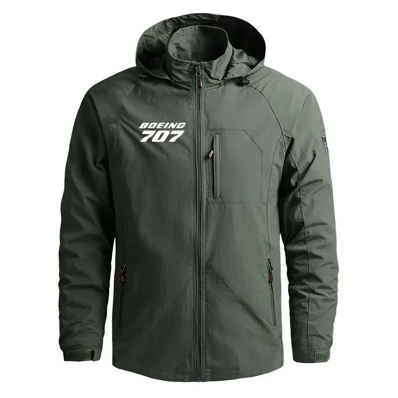 

New Flight Boeing 707 Casual Hooded Jacket for Men Clothing Outdoor Military Zipper Waterproof Windbreaker Man Coat Jackets