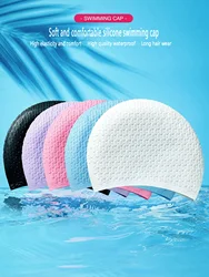 1Pcs Women's Swimming Cap Silicone Waterproof Adult Large Non-Stretching Long Hair Ear Protection Enlarged Comfortable and Durable Men's Swimming Cap