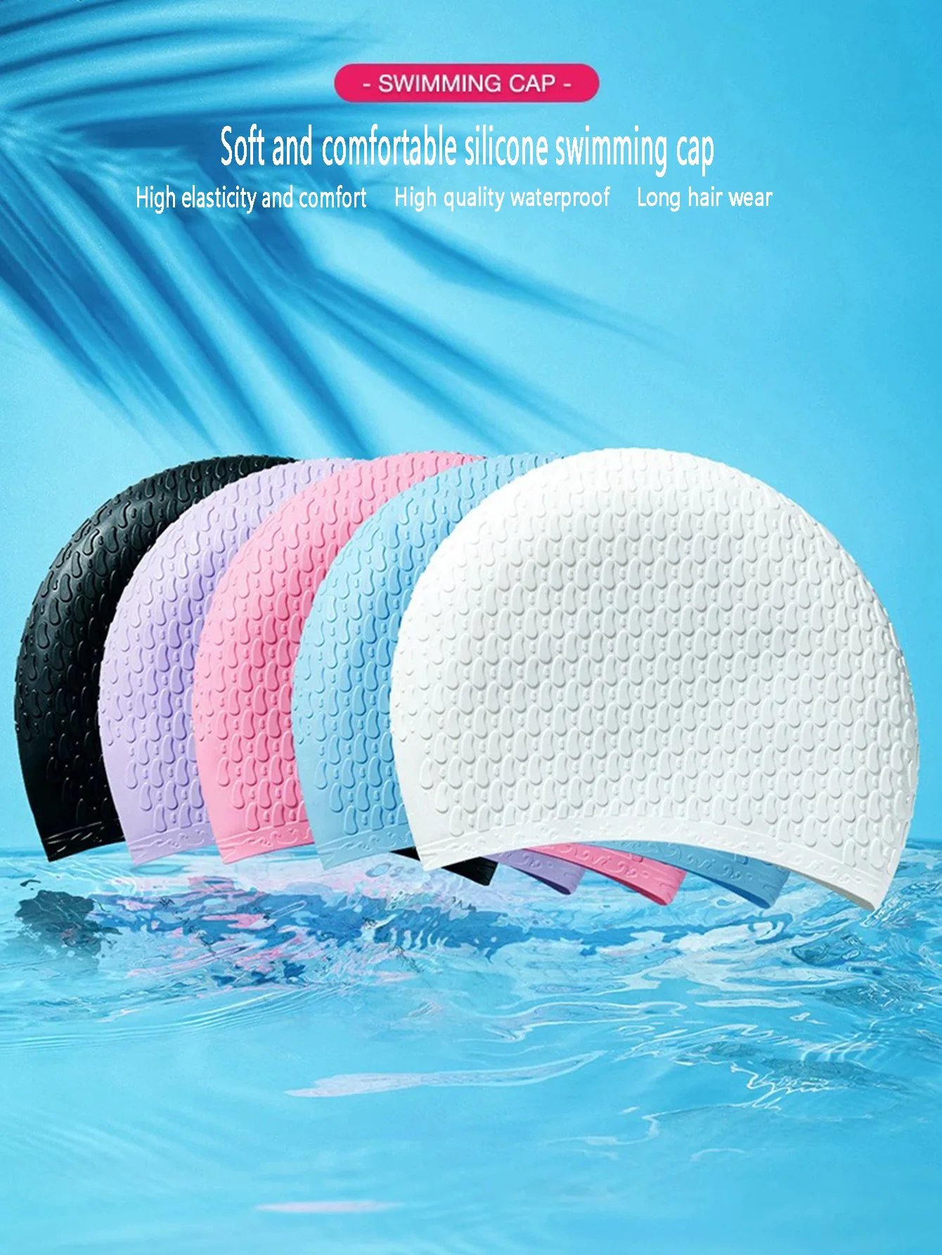 1Pcs Women's Swimming Cap Silicone Waterproof Adult Large Non-Stretching Long Hair Ear Protection Enlarged Comfortable and Durable Men's Swimming Cap