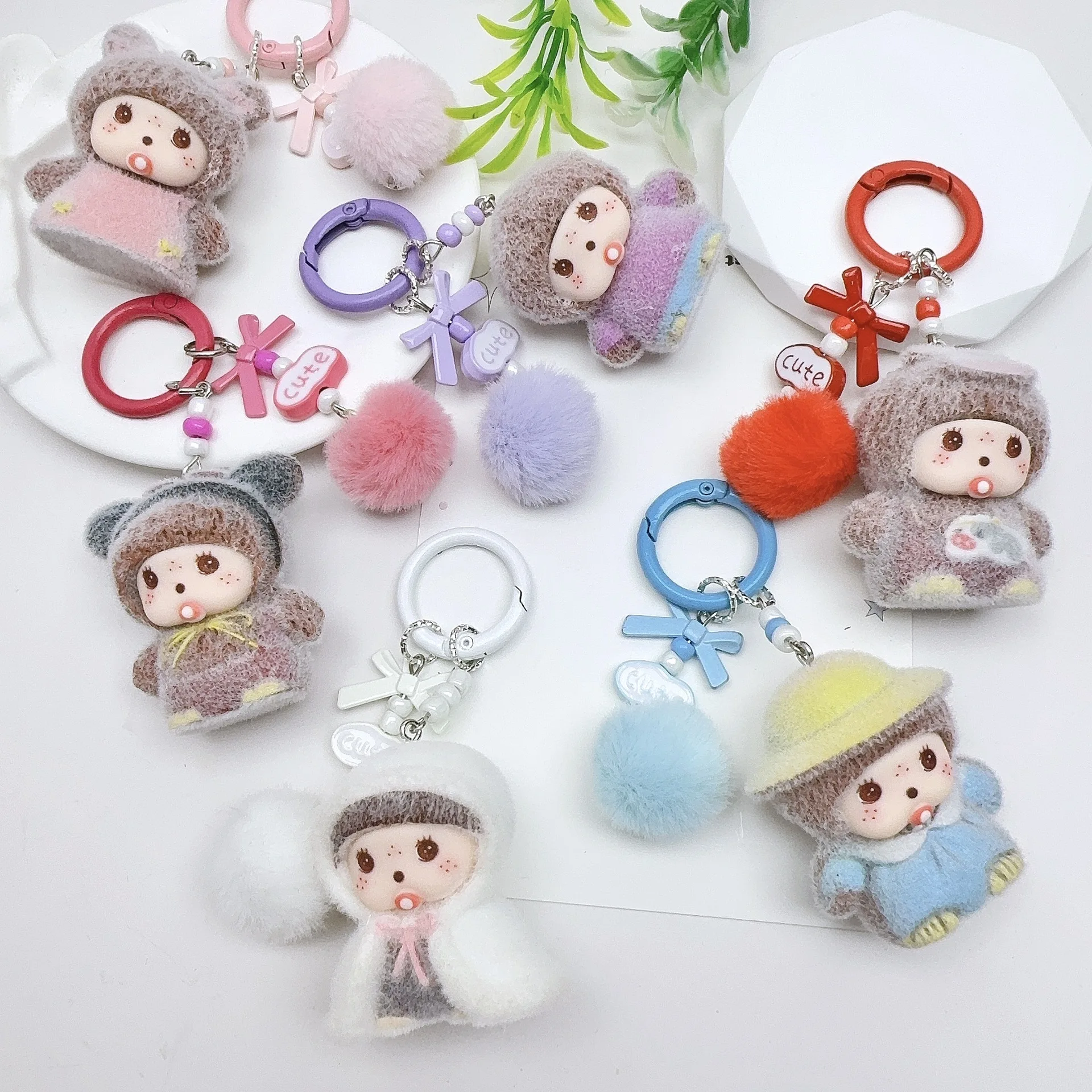 

for Monchhichi Keychain Cartoon DIY Schoolbags Hanging Pendent Accessories Small Gifts Desk Ornament