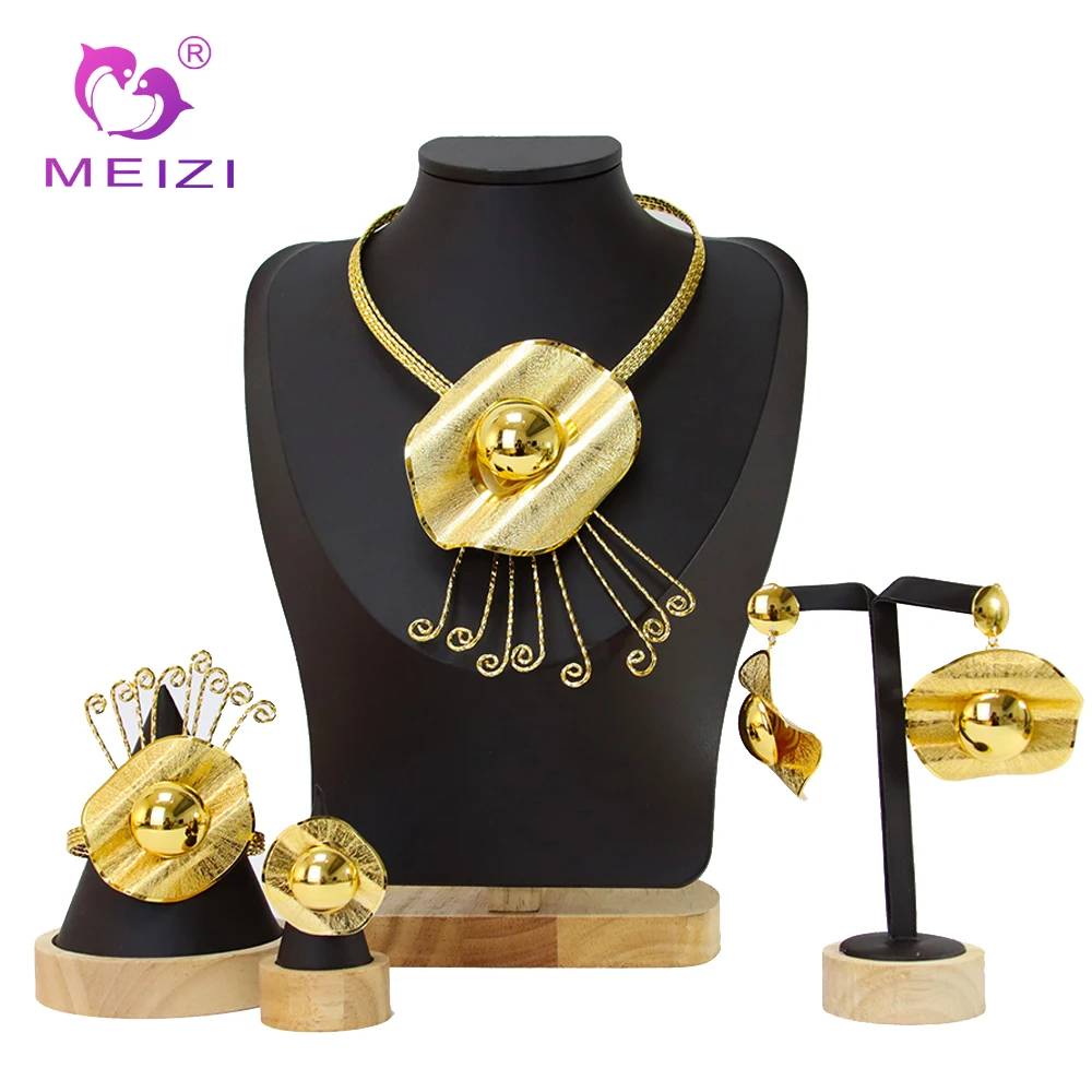 MEIZI Jewelry Latest Fashion Brazilian Gold Jewelry Set for Women 2023 Banquet Wedding Party Accessories Big Pendant