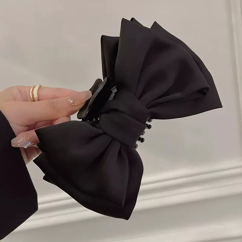 1pc fermaglio per capelli di colore nero per le donne Large Fashion Broken Flower Design strati multipli Bow eleganti accessori per capelli fata