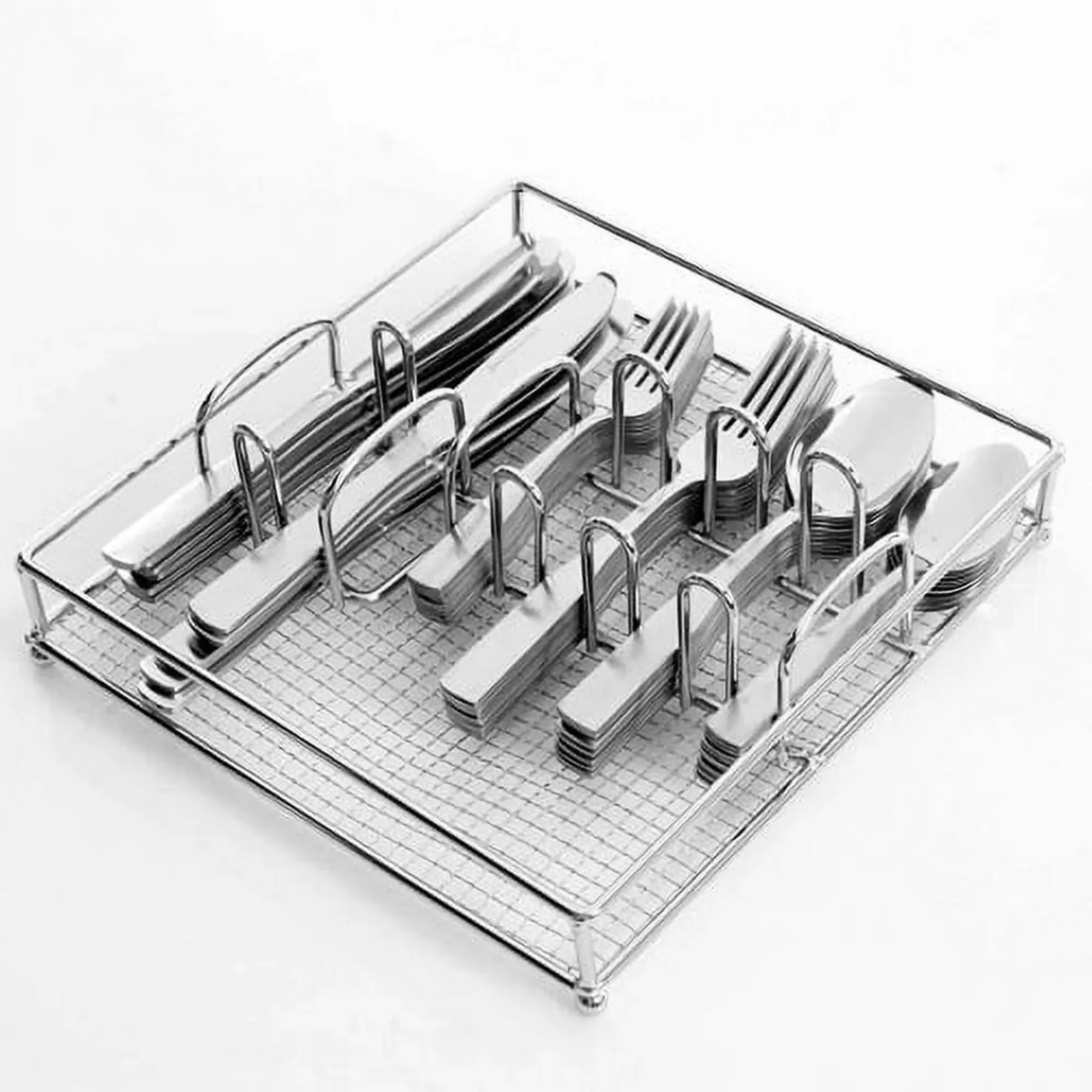 

61-Piece Flatware Set with Wire Caddy,Comfortable Handles Offer A Balanced Grip When Dining