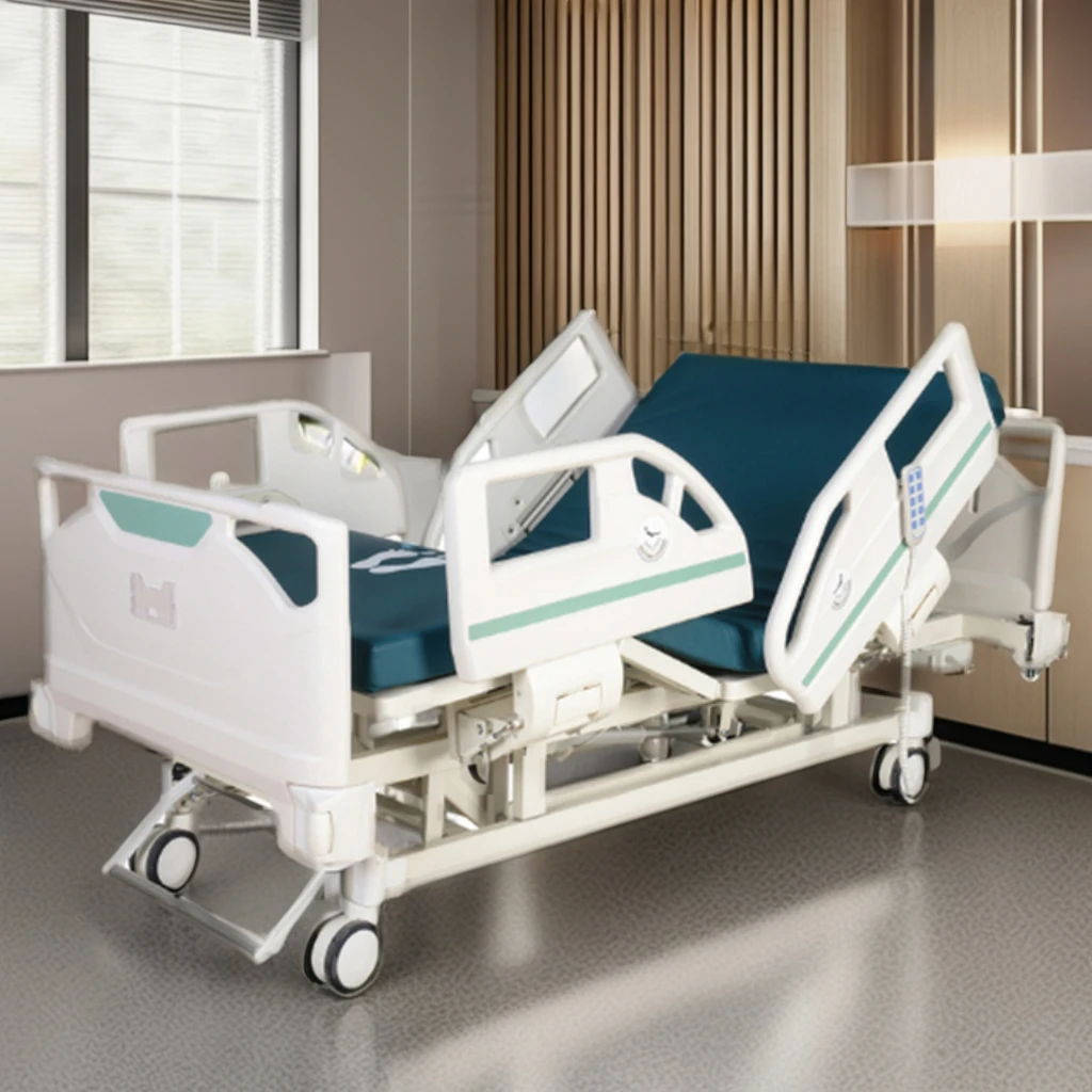 High Quality Luxury Multifunctional Movable and Adjustable Medical ICU Bed with 5 Functions