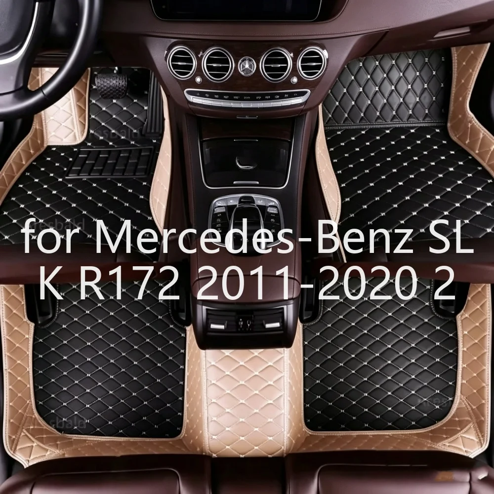 Hochwertige maßgefertigte Autofußmatten für Mercedes-Benz SLK R172 2011-2020 2-Sitzer PU-Leder Vollabdeckung Kratzfest Rutschfest Auto-Fußteppiche Zubehör 3s531