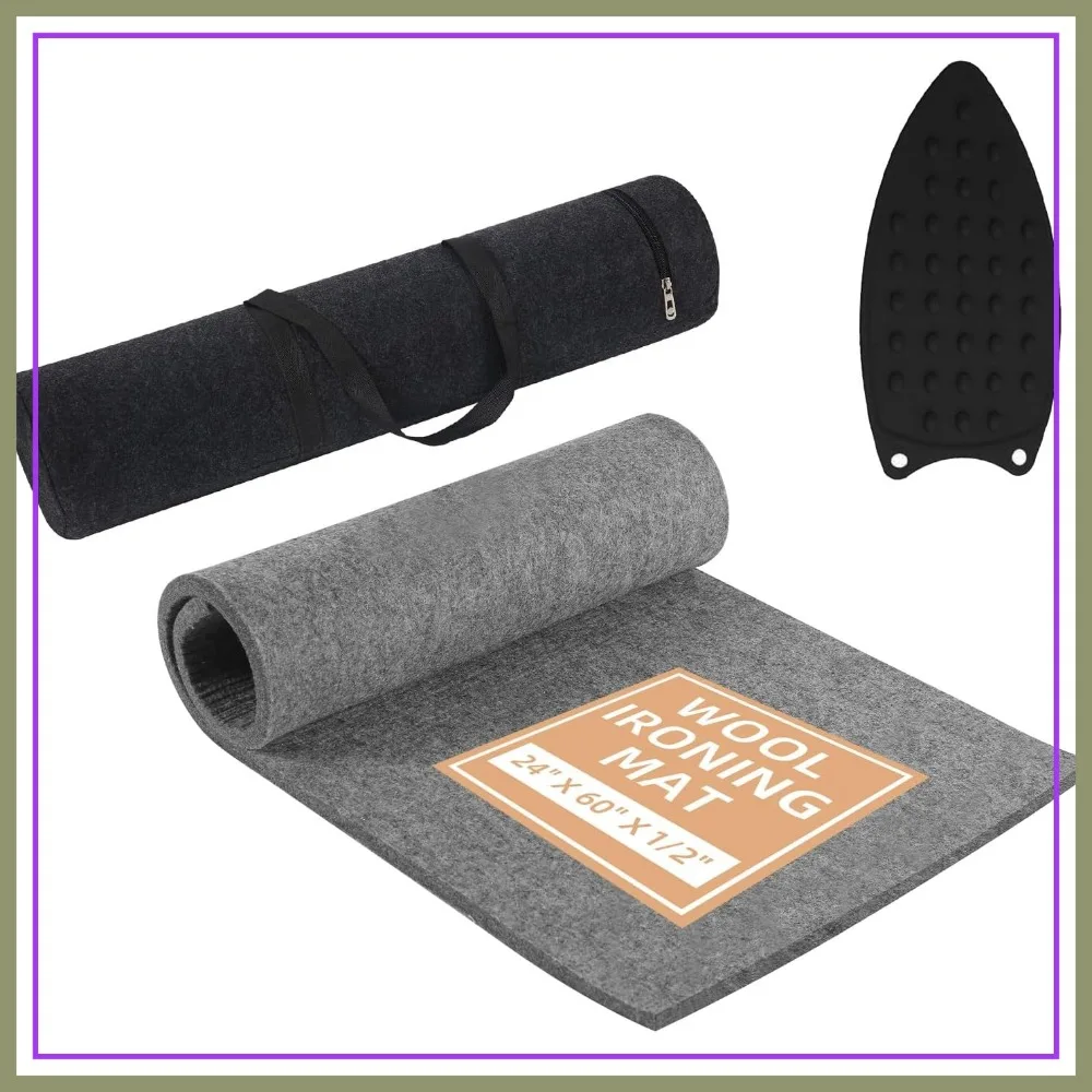 

24" x 60" Wool Pressing Mat, 100% Felted Wool Ironing Mat Pad for Quilting and Sewing
