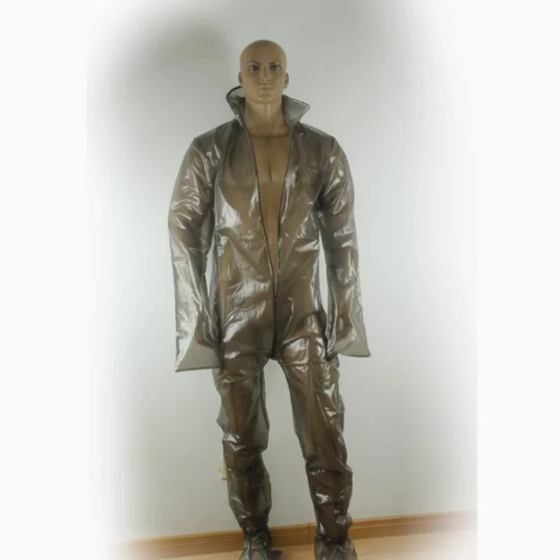 ABDL פי.וי.סי חצאית פלסטיק שקופה רכה עם כובע גוף מלא ורוכסן קטסוט בודיסוטים זנטאי תחפושות מיניות פרטיות למסיבה