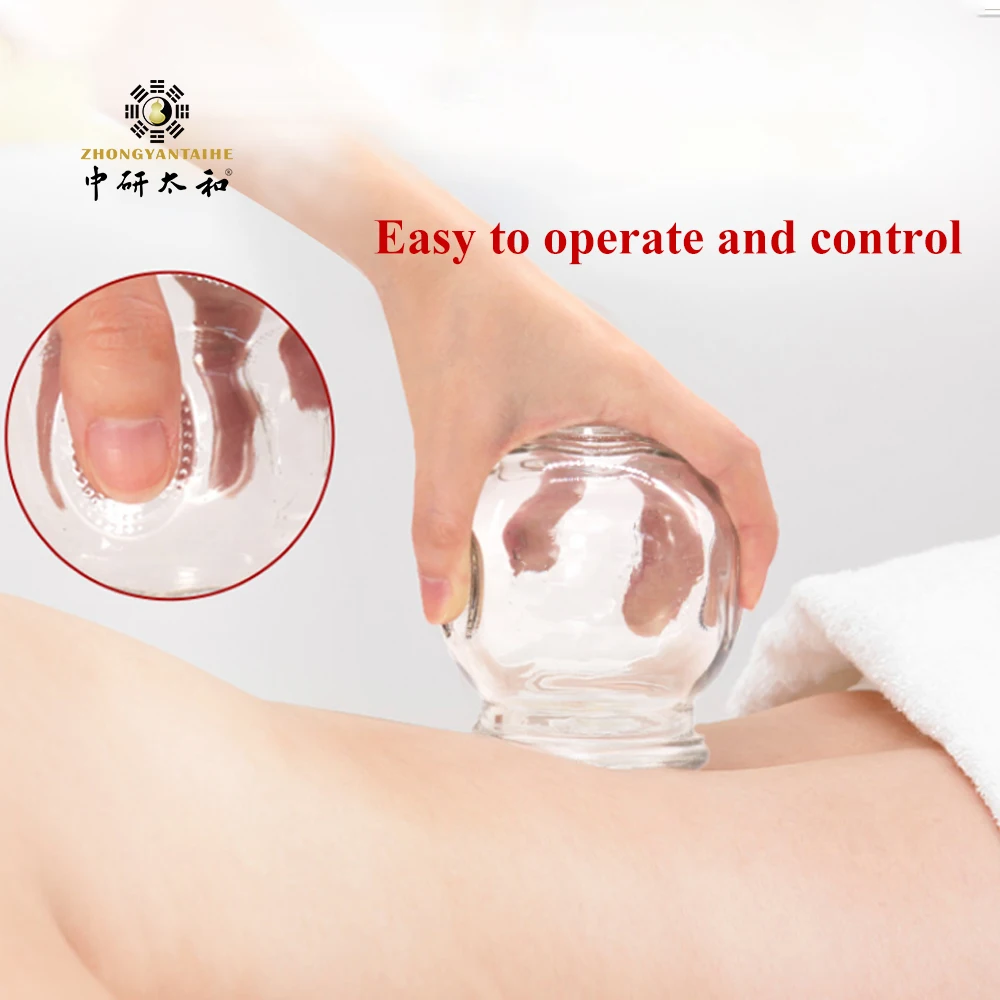 Zhongyan Taihe Fire Glass Cupping Therapy Set Beauty Health Gua Sha Suction Cup for Body Vacuum Massage Jars Set of 12Cans