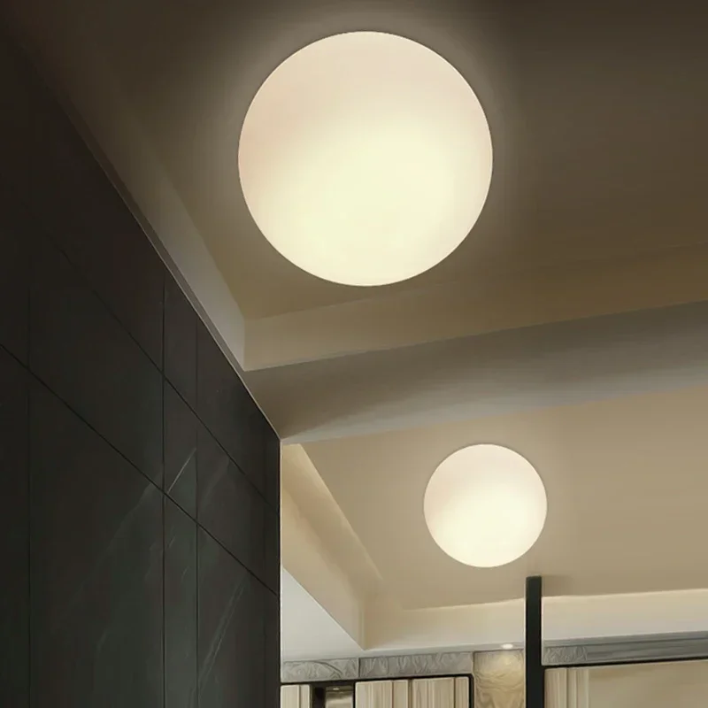 vidro branco bola led luz de teto minimalista lampada do teto iluminacao interior entrada banheiro varanda quarto 01