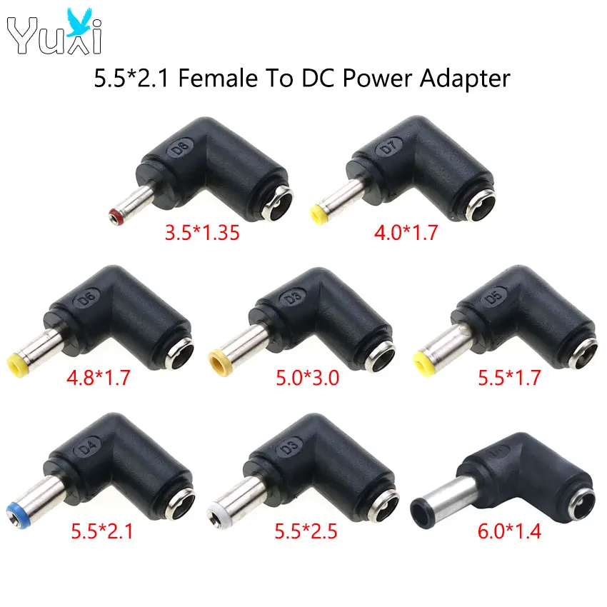 YuXi DC Power Connector 5.5x2.1mm Female to 3.5x1.35mm 4.0x1.7mm 4.8x1.7mm 5.5x1.7mm 5.5x2.5mm 6.0x1.4mm Male Power Adapter