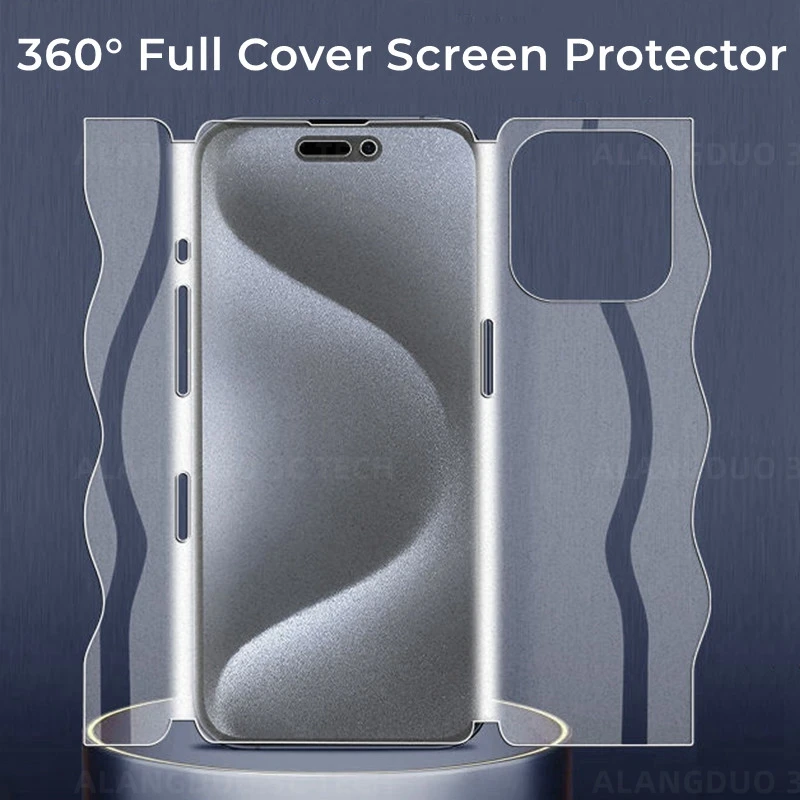 Full Cover Film for iPhone 15 Pro Max 15lus 15pro 14pro max Screen Protector 360° Butterfly Hydrogel Front Back film