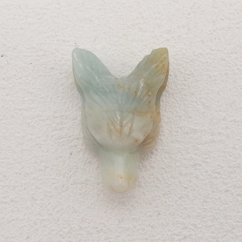 

Customized Jewelry Natural Stone Handcarved Wolf Head Amazonite Animal Necklace Accessories Pendant Bead 35x24x13mm 11.7g