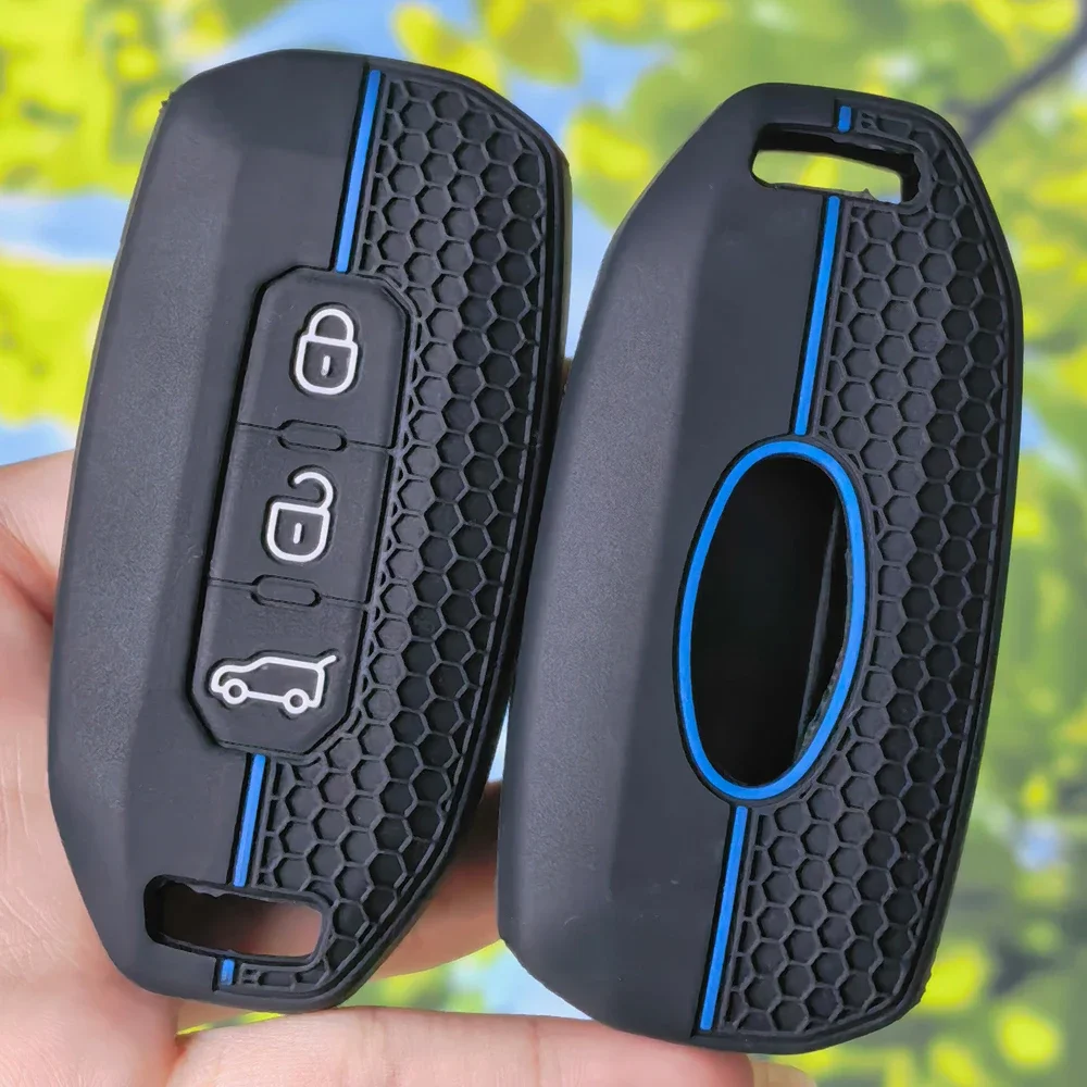 Sport Stripe Silicone Key Case Honeycomb Protector For Ford Territory EV EcoBoost S350 Yuhoo 7 8 Transit Custom Car Key