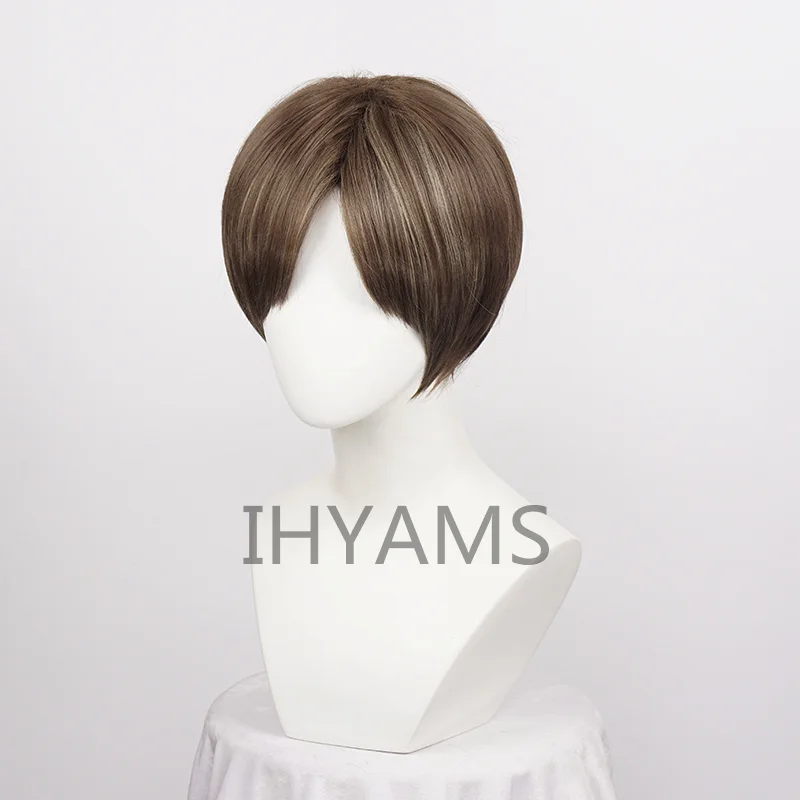 Bộ Phim Biohazard Leon Scott Kennedy Cosplay Bộ Tóc Giả Ngắn Màu Nâu Pha Chịu Nhiệt Tóc Tổng Hợp Tóc Giả Leon S Kennedy + Tóc Giả mũ Lưỡi Trai