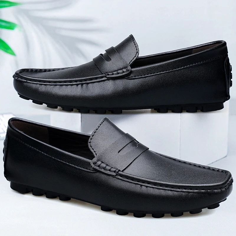 Comfortable Men Loafers Flat/4cm Elevator Shoes Men Sneakers Black White Soft Leather Men Flats Height Increase Taller Shoes