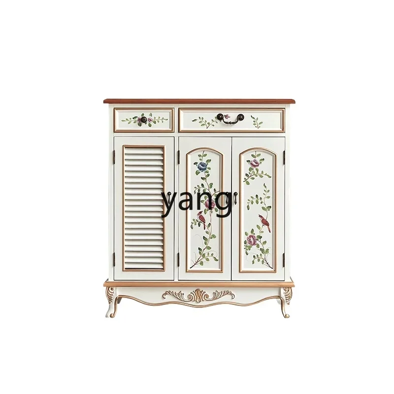 

Yjq Shoe Cabinet Home Doorway Household Multi-Functional Art Entrance Living Room Double-Door Storage Organizer