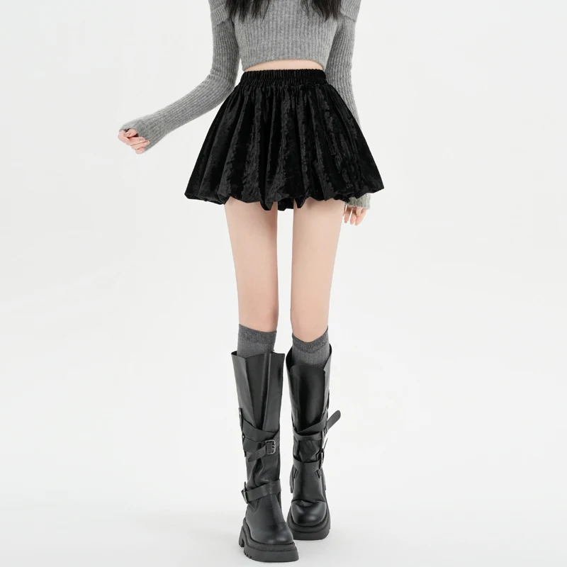 Faionable المخملية زهرة برعم تنورة ort f طول التخسيس تنوعا المرأة تنورة الخريف الشتاء جديد وصول السيدات بريم...