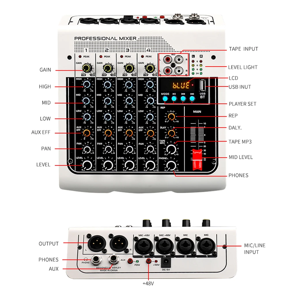 Professionele Audio Mixer Mixing Console Usb MP3 Computer Input Voor Live-uitzending Webcast Ingang Stereo Opname Mixing Console