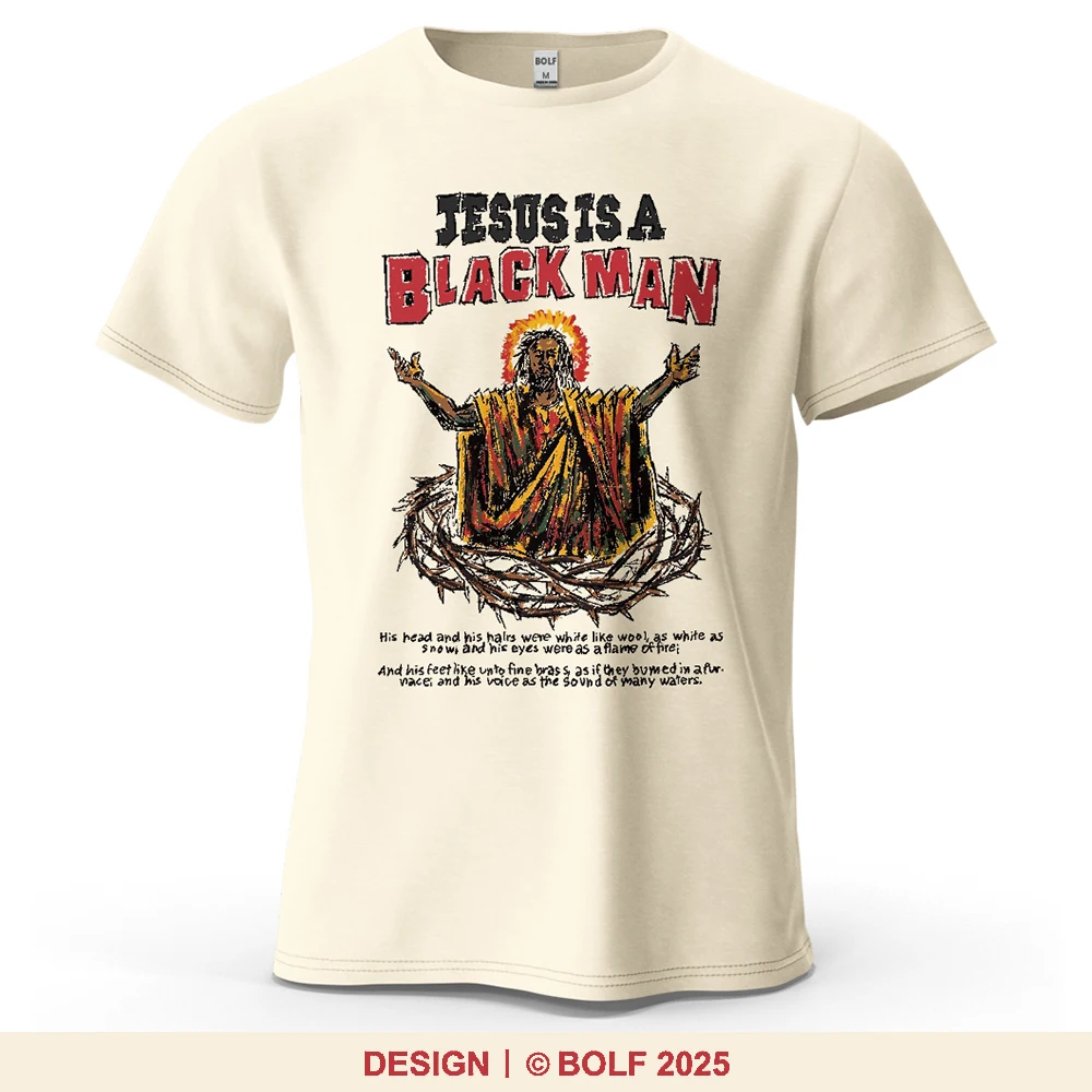 Jesus ist ein schwarzer Mann bedrucktes Herren-T-Shirt aus 100 % Baumwolle, übergroße religiöse Grafik-T-Shirts für Damen, Tops, T-Shirts, lässige Streetwear