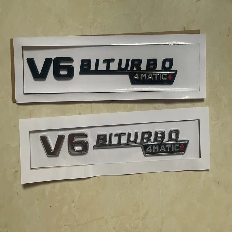 

2017, эмблема автомобиля из АБС-пластика с плоской буквой V6 BITURBO_4matic + стильный значок на крыло, двойной турбо-именная табличка, наклейка с логотипом, хромированный глянцевый черный