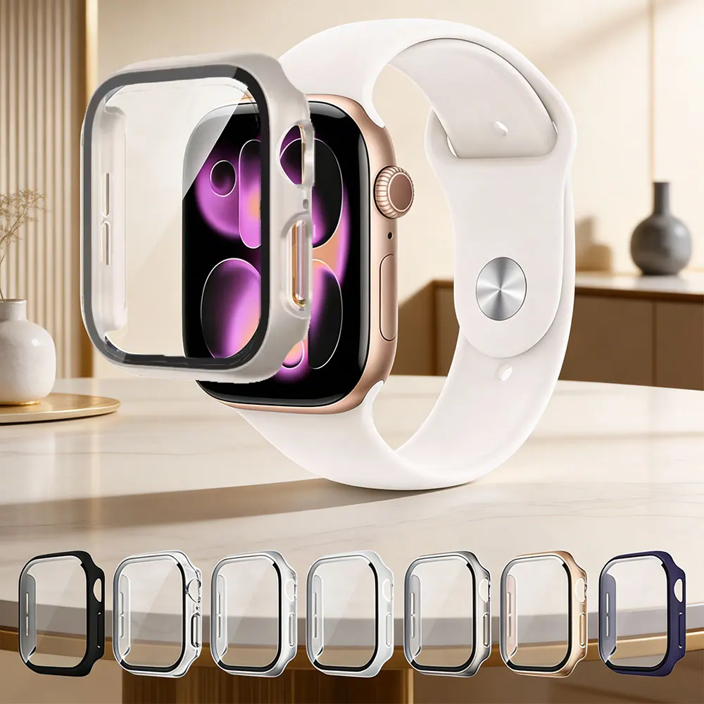 Gehärtetes Glas + Hülle für Apple Watch 11 10 40mm 42mm Ultra 3 49mm Displayschutzfolie iWatch 9 8 7 6 5 SE 45mm 41mm 44mm Schutzhülle