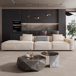 Minimalist Luxury Living Room Sofas Italian Leather Elegant Lounge Sofas Family Waterproof Muebles Para El Hogar Furnitures