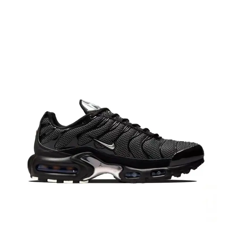 Nike Air Max Plus Retro Fabric Breathable, Cushioned, Durable,Comfortable,Non Slip,Low Cut Casual Running Shoes for Women, Black