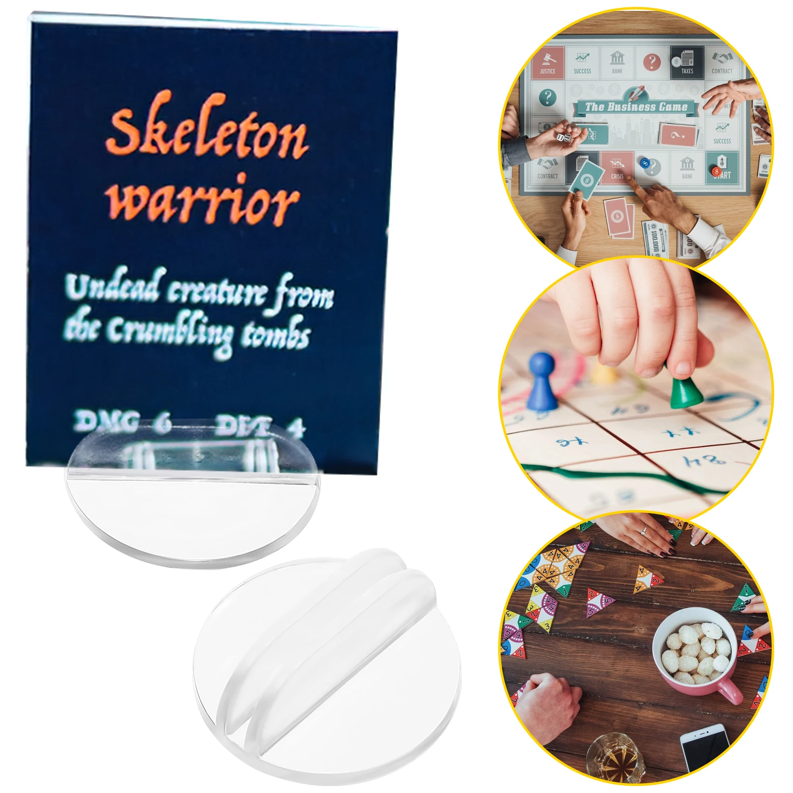 

50pcs Card Holder Transparent Round 24mm x 10mm Resin Board Game Organizer Trading Cards Supplies Tabletop Gifts