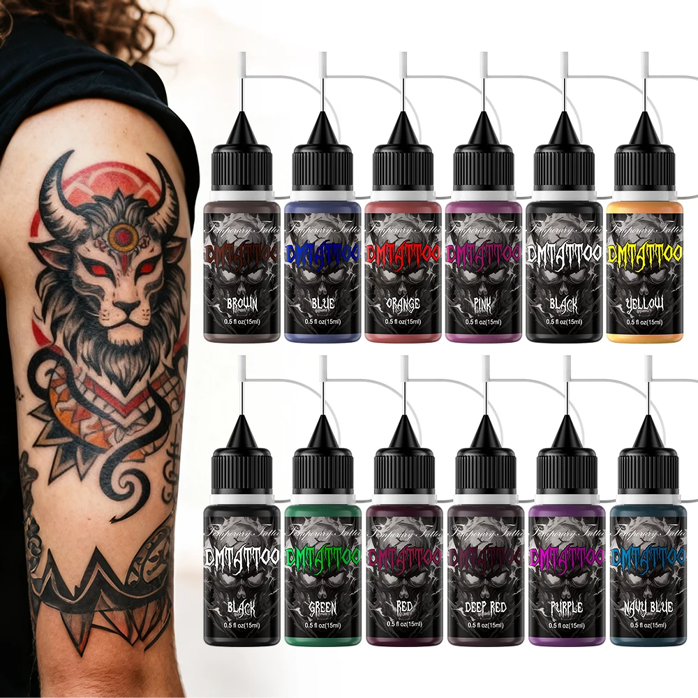 1/6/12PCS Colorful Temporary Tattoo Juice Paste Semi-permanent Waterproof Tattoo Ink For Halloween Body Paint Art Safe Tattoo