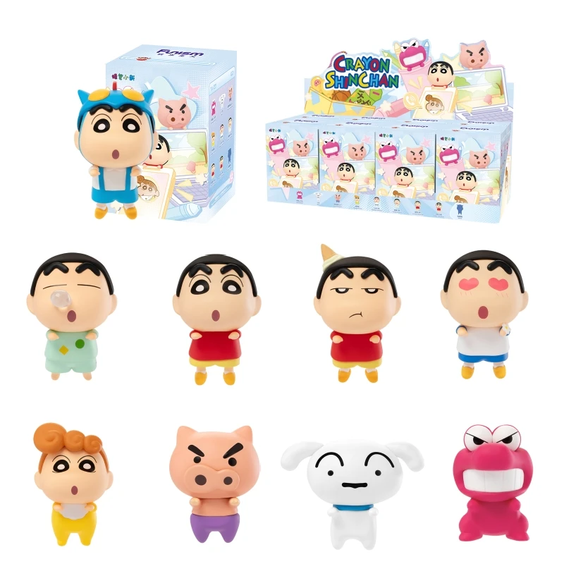 Original Crayon Shin Chan Blind Boxs Toys Kawaii Figures Anime Model Mobile Phone And Computer Screen Car Ornament Toys