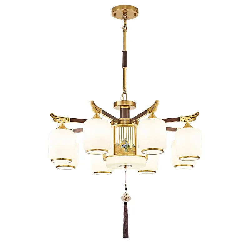 [Jiangshan] New Chinese-style living room lamp, all-copper Chinese-style ceiling lamp, classical atmospheric villa dining room l