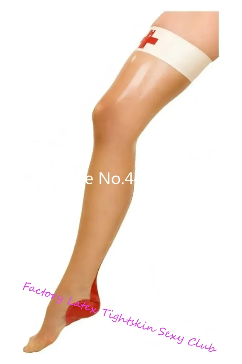 Nature Latex Transparent Medical Stockings Tight Latex Rubber Long Socks High Hell Latex Rubber Stockings