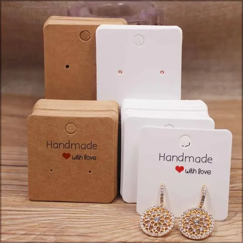 50pcPaper Earrring Handmade Style Earring Card 5x5cm/3x3cm /5x9cm /5x6.5cm /5x7cm Brown /white DIY Jewelry Package  Card