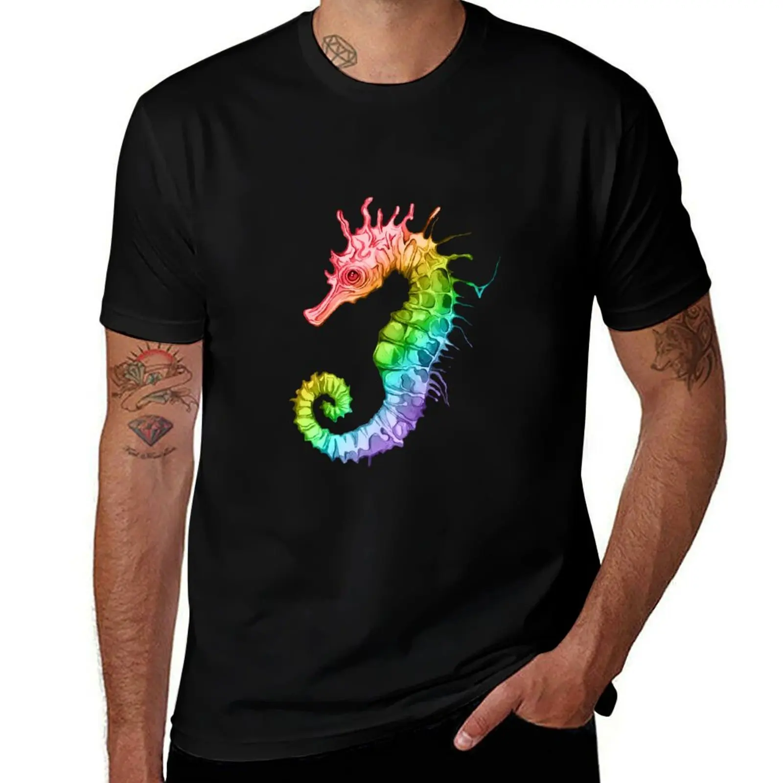 

Rainbow Seahorse T-Shirt Aesthetic clothing tees plus sizes sports fans black t shirts for men