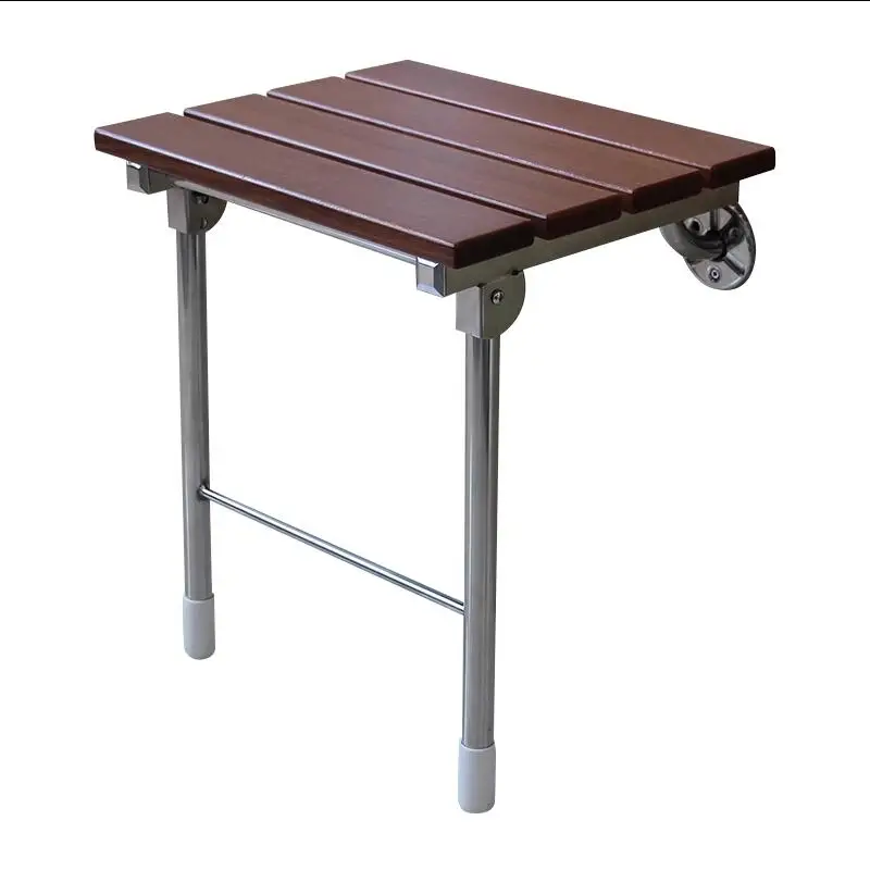 

Folding Shower Seat Wall Mounted with Legs Fold Down Bathroom Wood Benches Stool Chair for Inside Shower Waterproof Foldable